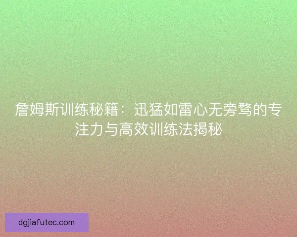詹姆斯训练秘籍：迅猛如雷心无旁骛的专注力与高效训练法揭秘