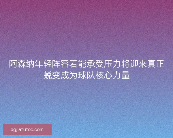 阿森纳年轻阵容若能承受压力将迎来真正蜕变成为球队核心力量